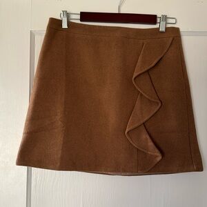 J.Crew camel wool-blend ruffle mini skirt